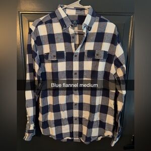 George Blue and White Plaid Casual Button Down Shirt